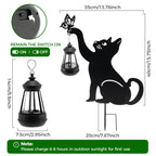 CabyGift Black Cat Solar Lights Outdoor, 2 Pack Cat Garden Decor