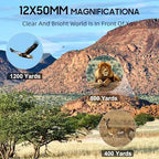 12x50 UHD Binoculars for Adults High Powered with Upgraded Phone Adapter - Large View, Lightweight, IPX7 Waterproof - Binoculars for Hunting Bird Watching Travel Cruise