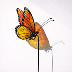 Nuvos AEON Monarch Butterfly Stained Glass Plant Pot Suncatcher - Handmade Real Glass Flower Pot Ornament for Planters - Indoor Outdoor Garden Décor - Gift for Women, Mom & Butterfly Lovers