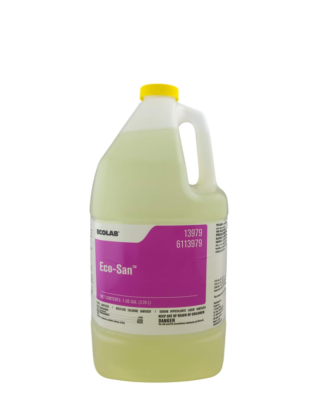 Ecolab Eco-San Commercial-Stregth Sanitizer, 1 Gallon Bottle, Ultra Concentrated, Chlorinated Liquid Sanitizer Great for Use in Multiple Applications
