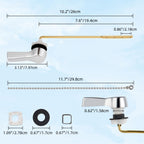 Hibbent Universal Front Mount Metal Toilet Handle Replacement Kit, Brass Toilet Tank Flush Lever with Stainless Steel Adjustable Flapper Chains for Most Toilets, Chrome