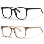 MACJERO Oversized Square Blue Light Blocking Glasses for Women Men, Anti-Fatigue Computer Monitor Glasses Reduce Eye Strain(Black+Brown) 2 Pack