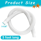 2 Pack 1-1/4 Inch x 3ft Foot Long White Above Ground Pool Flex Connection Hose with 2 Metal Clamps for Pump 330 GPH, 530 GPH, and 1,000 GPH Compatible with Intex Coleman Summer Waves Pool Skimmer