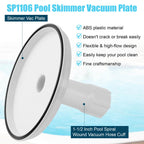SP1106 Pool Skimmer Vacuum Plate and 1-1/2" Pool Spiral Wound Vacuum Hose Cuff for Hayward SP1082 1084 1085 1075 In-Ground Pool Skimmer - Connects Vacuum Head & Skimmer Threaded ABS Plastic