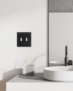 TREEWELL 2-Pack Double Toggle Light Switch Cover Plate, Black Pearls Decorative Dual Switch Plate Covers, 2 Gang Metal Wall Plate, Corrosion Resistant