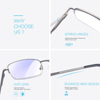 Premium 2 PACK Durable Progressive Multifocus Reading Glasses for Men Blue Light Blocking Computer Reader Anti Eyestrain Metal Frame Spring Hinges (for Mid-Near Range approx 3ft) 2.0 Gunmetal