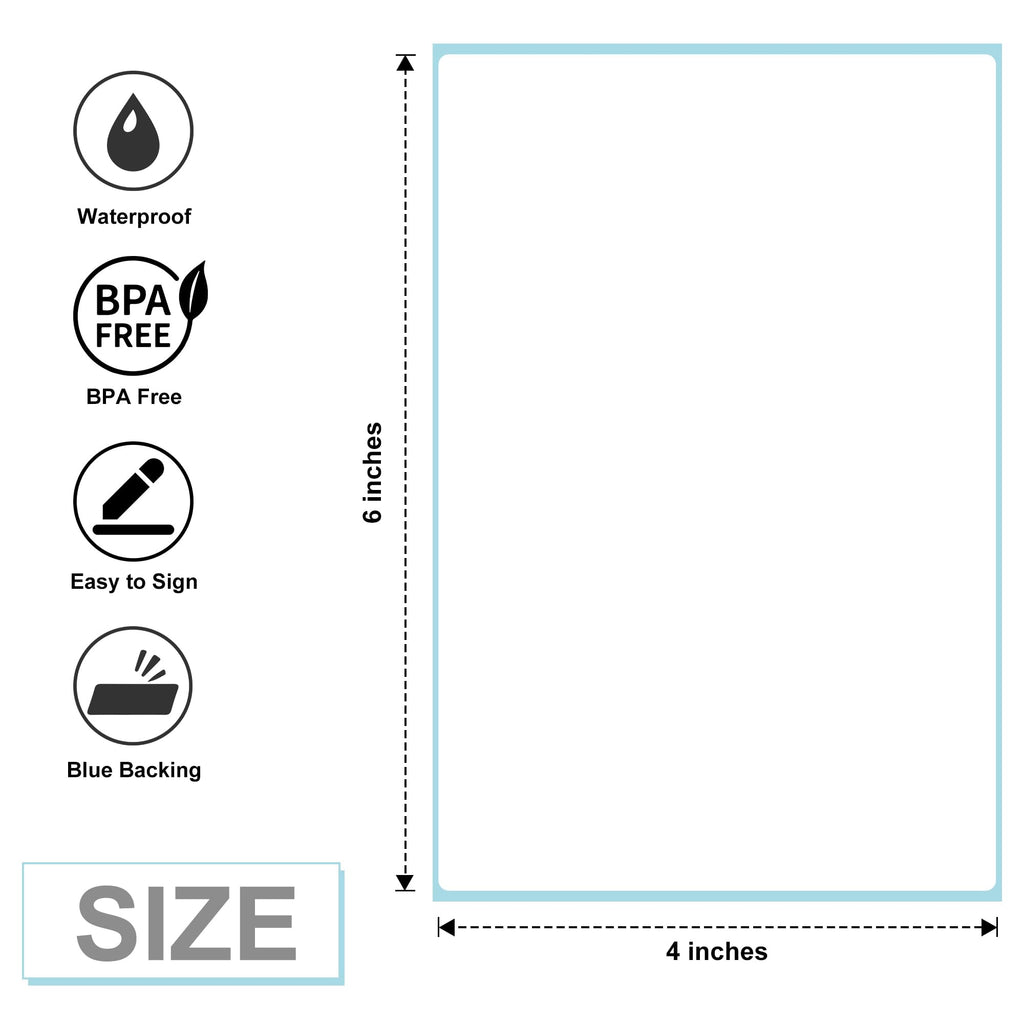 L LIKED 1000 Fanfold 4" x 6" Direct Thermal Labels Shipping Labels with Perforated Line, Permanent Adhesive for Rollo, Zebra, Jadens, Nelko, Munbyn, Phomemo, Commercial Grade