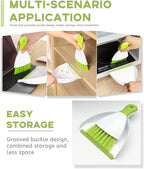 Small Hand Dust Pan and Brush - Small Broom and Dustpan Set, Mini Broom and Dustpan, Compact Dustpans and Brush for Home Cleaning, Sofa, Desk, Guinea Pig Cage, Cat Litter, etc. (Green 3 Set)
