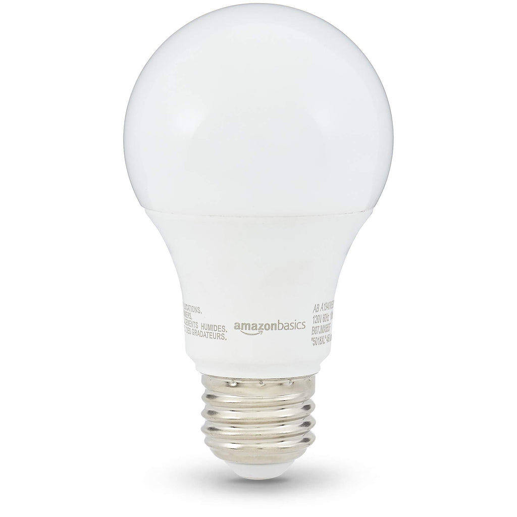 Amazon Basics Non-Dimmable LED Light Bulbs, Great Brightness, 40W Equivalent, 6W, E26 Standard Base, 2700K, 10,000 Hour Lifetime, Soft White A19, 6-Pack