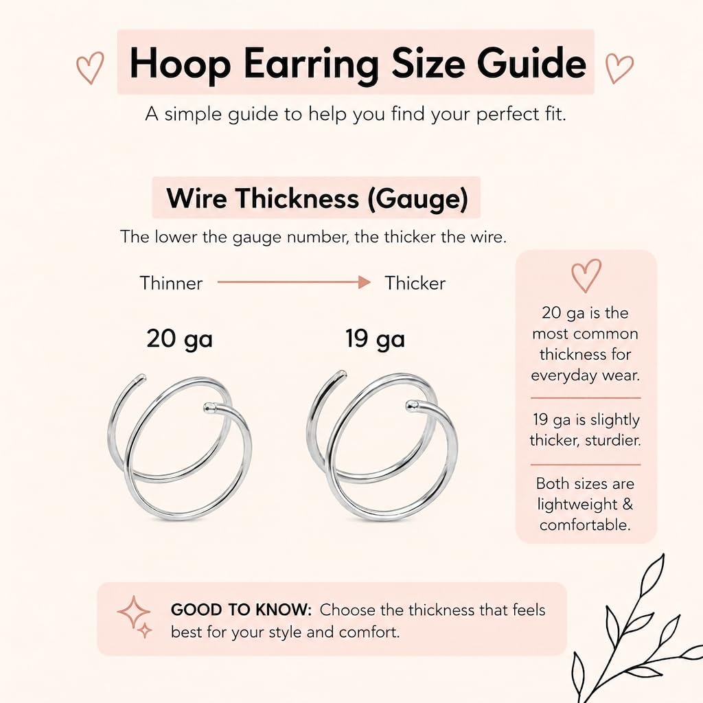 Solid Sterling Silver Double Huggie Hoop Twist Earrings for Single Piercing. Tiny Spiral Huggie Hoop Illusion Earrings. 19 Gauge (1 Pair)