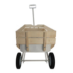 ZeHuoGe Outdoor Sport Wagon All Terrain Pulling w/Removable Wooden Side Panels, Solid Tires Big Foot Panel Wagon,Pull-Along Wagons (White)