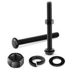 5/16-18 x 4" Hex Head Screw Bolt, Nuts, Flat & Lock Washers, 20Pcs 18-8 (304) Stainless Steel, Fully Threaded, Black Oxide by SG TZH