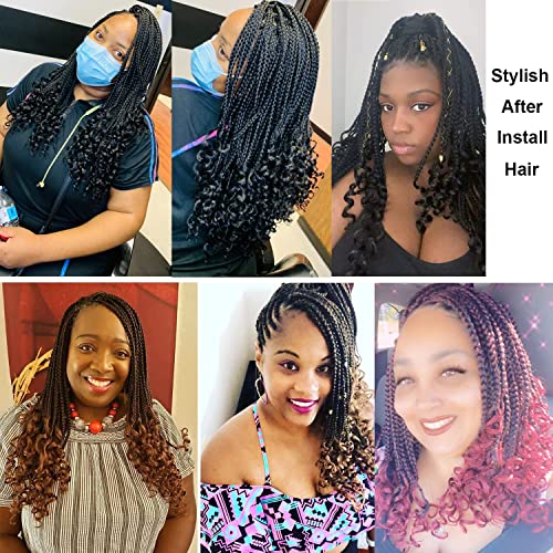 7 Packs 14 Inch Boho Goddess Box Braids Crochet Hair for Black Women (T350#, 14 Inch (Pack of 7))