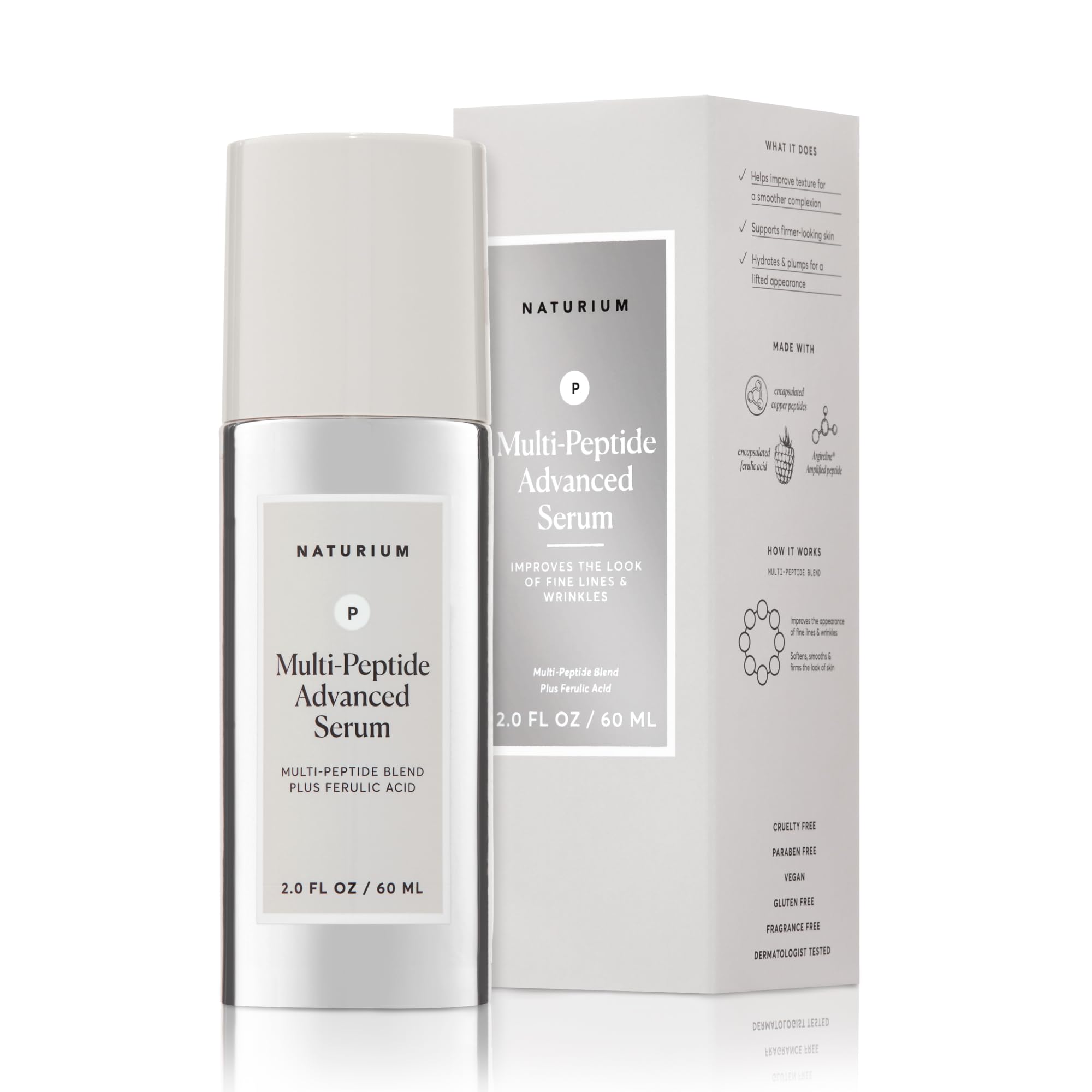 Naturium Multi-Peptide Advanced Serum Jumbo, Firming & Smoothing Face Serum for Fine Lines & Wrinkles with Advanced Multi-Peptide Blend, 2 oz