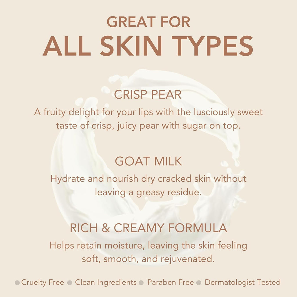 Dionis Goat Milk Crisp Pear Hand & Body Cream and Body Lotion Limited Edition Gift Bundle (Pack of 2)