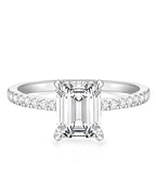 TIGRADE 3CT Engagement Ring for Women Emerald Cut Cubic Zirconia Wedding Band CZ Promise Wedding Ring Size 4-11, Silver, Size 7