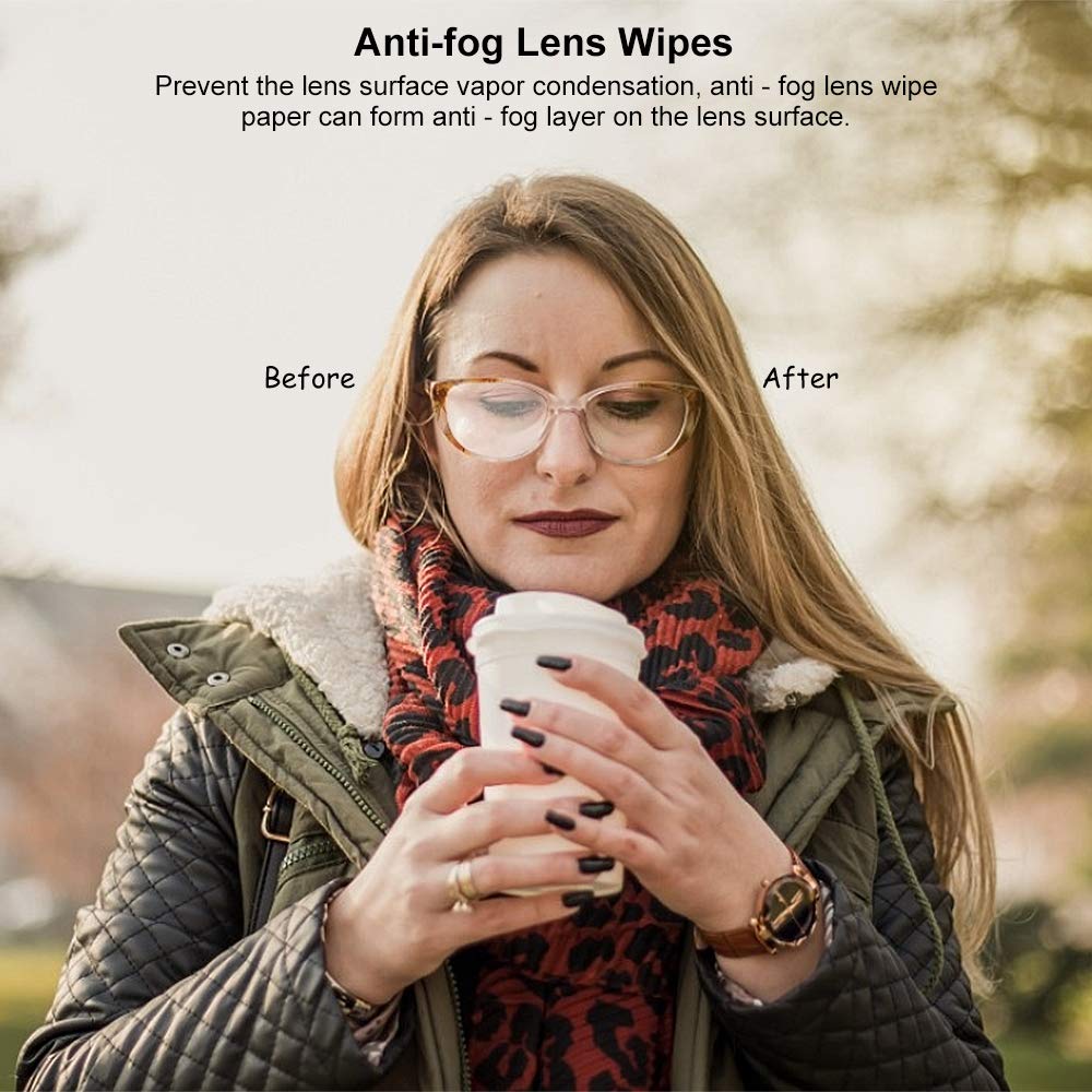 Alibeiss Anti-Fog Lens Wipes Pre-Moistened Anti-Fog Wipes,6" X 5",for Eye Glasses (200 Pack)