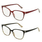 Foster Grant Women's Dakota 2-Pack Cat Eye Reading Glasses, Berry Fade, Blue/Teal Fade, 45 mm, 1.5 Diopters