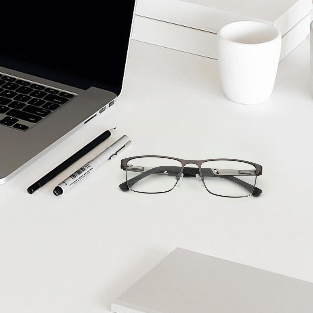 ZENOTTIC Blue Light Glasses Men : Black Reading Glasses Men - Square Frame Computer Glasses - Anti Glare Metal Readers - Middle-Aged Male Teachers in Virtual Classes (Black,1.75x)