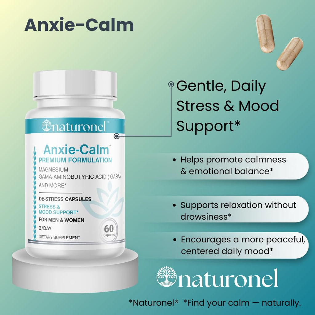 Anxie-Calm – Stress & Mood Support (6 Pack) with Magnesium, GABA, Ashwagandha, Rhodiola, Lemon Balm & Chamomile | Advanced Dietary Supplement Formula | Non-GMO | Made in USA, GMP Certified