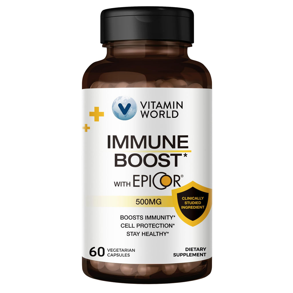 Vitamin World EpiCor 500 mg, Immune Health Support, Gluten Free, Vegetarian, 60 Capsules