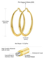 KeyStyle Large Gold Hoop Earrings for Women,5 mm Thick Big Hoop Earrings