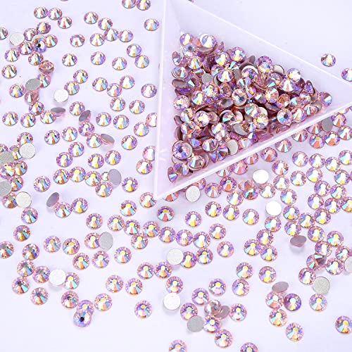 288Pcs Pink AB Crystal Rhinestones,Glass Flatback Rhinestones Gemstones for Nail Face Makeup Art Crafts Clothes Decoration -(SS30,6.5mm,Pink AB)