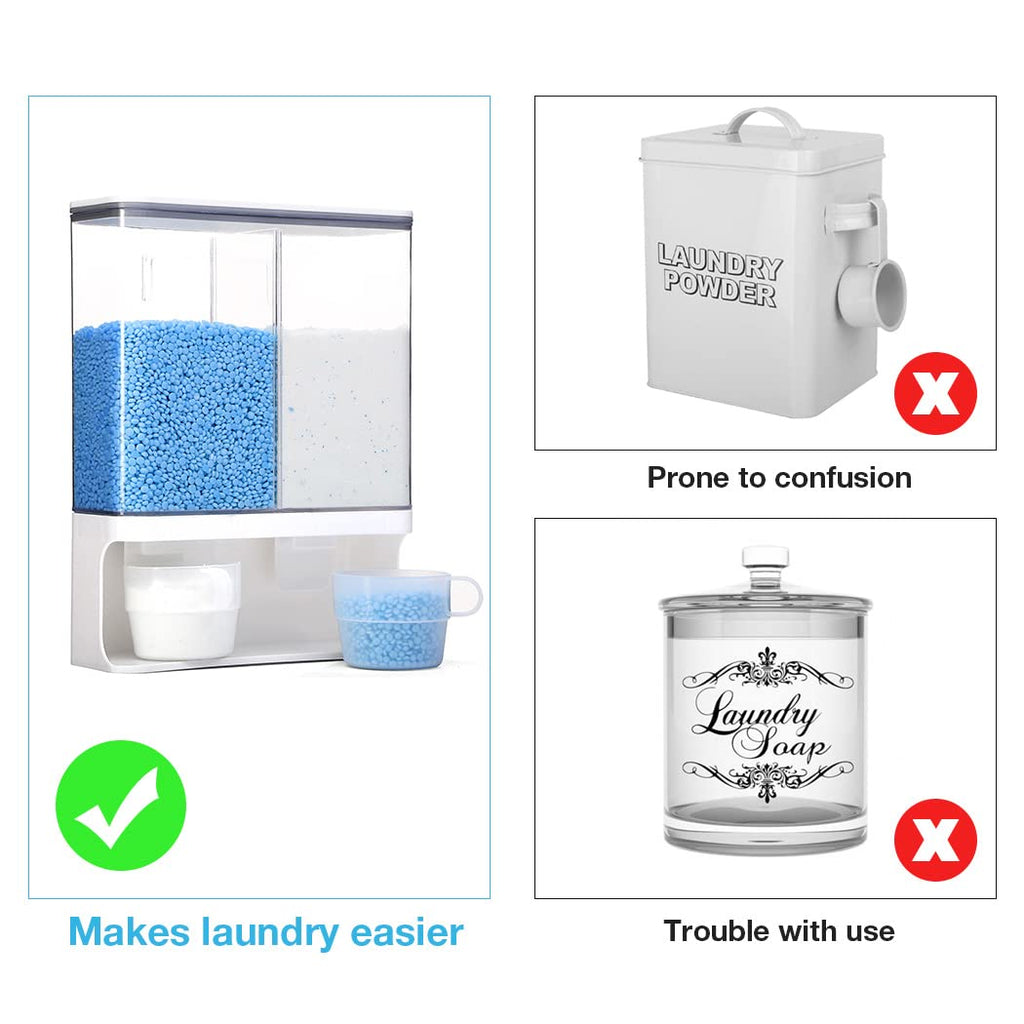 Conwomin Laundry Dispenser, Wall Mounted Laundry Dispenser with 2 Cups, Laundry Container (105 oz)