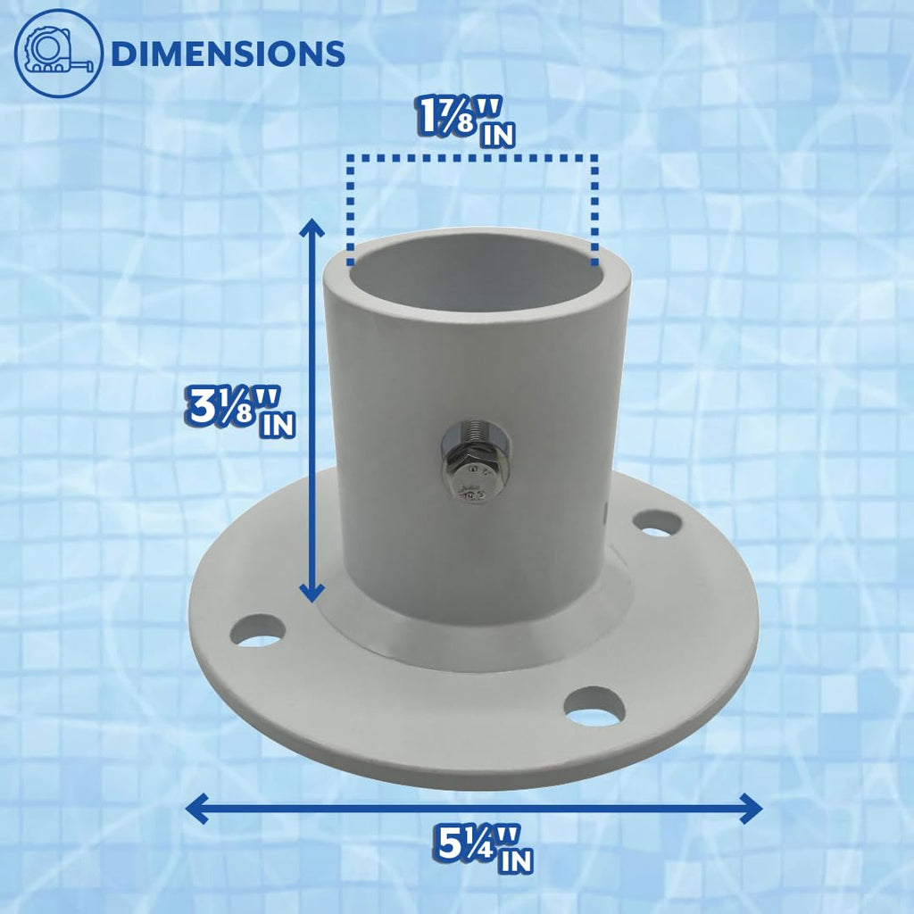 Poolzilla 2-Pack Deck Anchor Flange in White, Diameter of 1 7/8", Made of High Grade Cast Aluminum