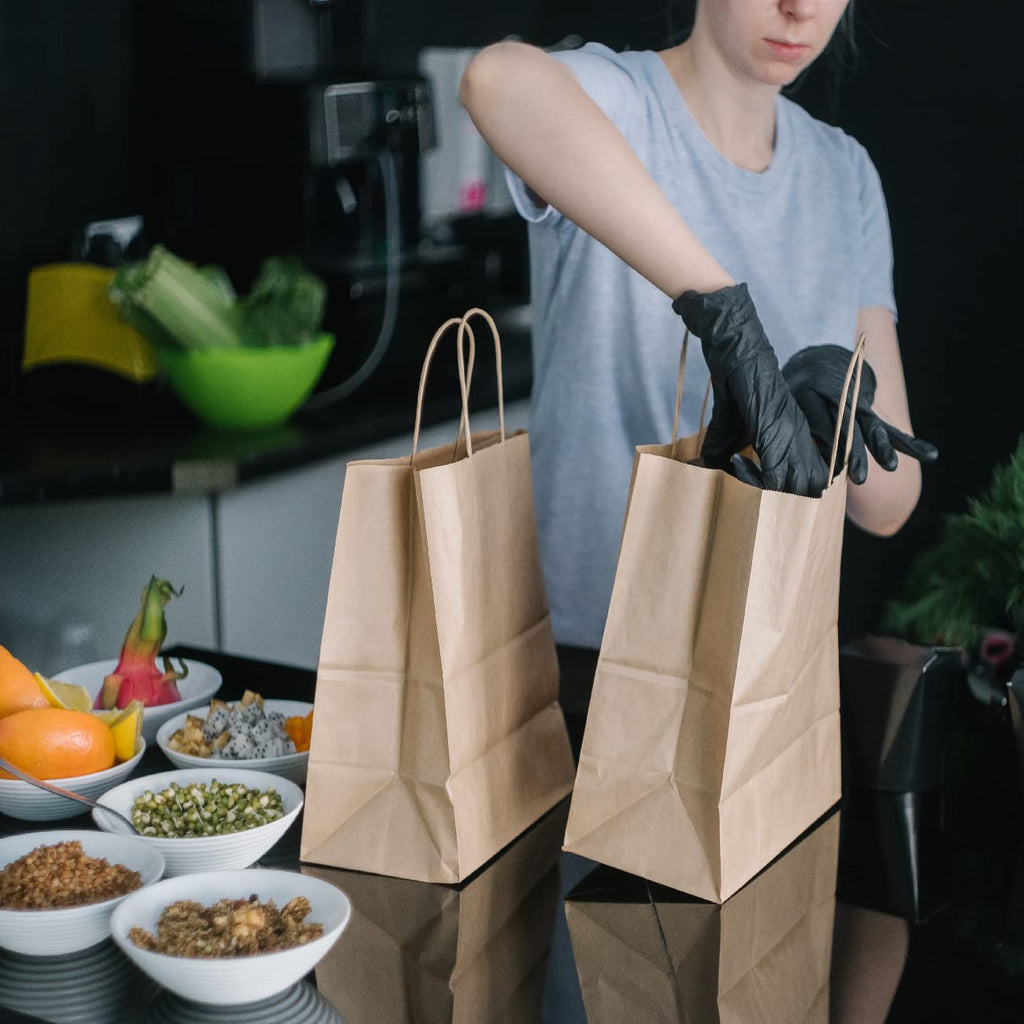 BagDream Kraft Paper Bagsr 50Pcs 14x10x15.75 Ultra Wide Large Paper Gift Bags with Handles for Takeouts, Parties, Shopping, Food Packing, Recyclable Food Service Bags Brown Paper Grocery Sacks