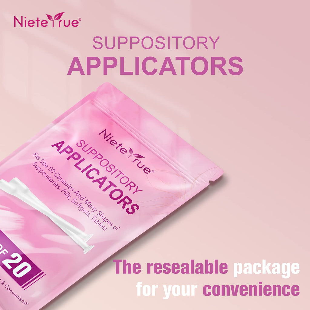 Nieteyrue Disposable Suppository Applicators Individually Wrapped Hygienic Fit to Size 00 Cap-sules and Many Shapes of Suppositories, Tablets Feminine Care Applicators from (20 Counts-new)