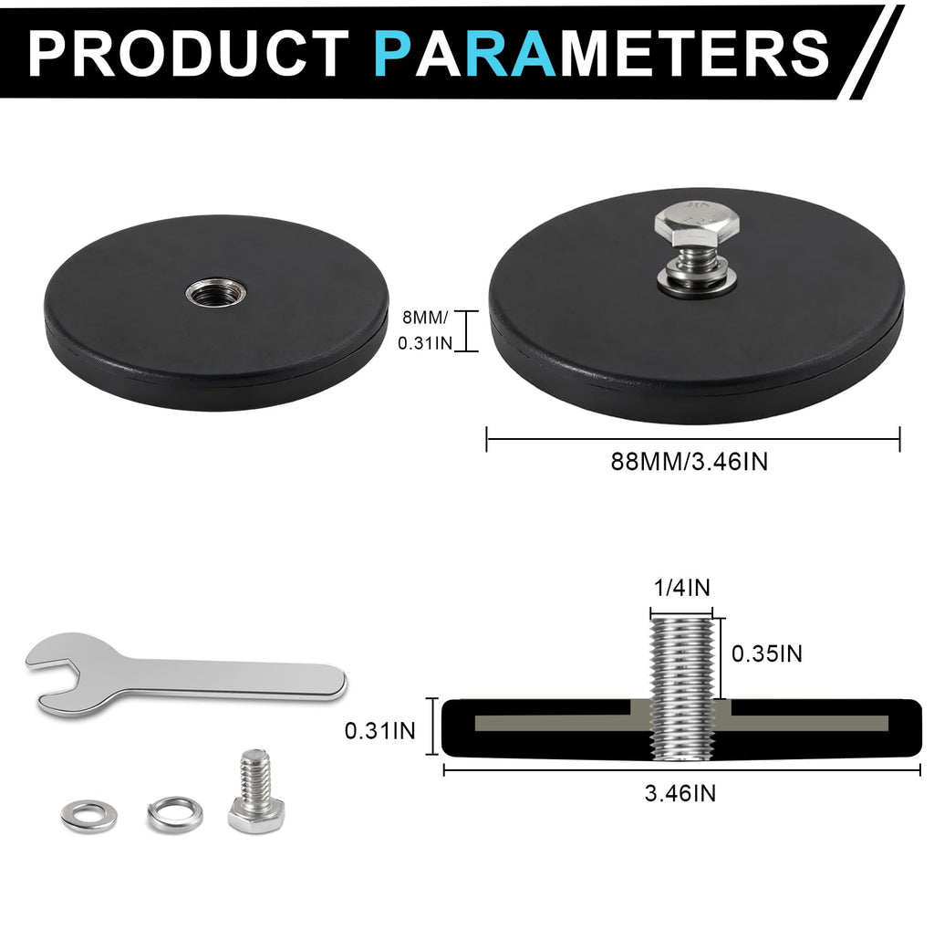 DIYMAG Rubber Coated Mounting Magnets 1/4in 120lbs 12pcs