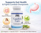 Candida Care Supplement for Women & Men - Yeast Cleanse & Gut Balance Support with Caprylic Acid, Oregano, Black Walnut, Wormwood, Probiotics & Digestive Enzymes - Intestinal Support - 120 Capsules