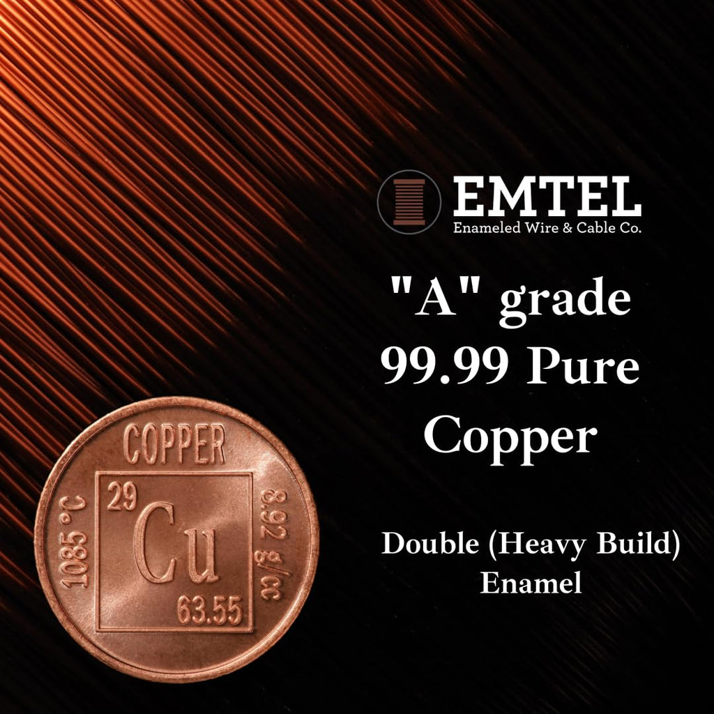 Emtel 24 AWG - 1 lb (805 feet) 99.9% Pure Copper Wire, Enameled Magnetic Wire for Motor, Transformer, Magnetic Coil, & Electroculture Gardening, Winding Magnet Wire - 220°C (428°F) Thermal Class