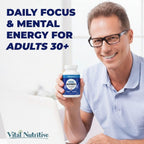 Vital Nootropic 12-in-1 Brain Supplement for Memory, Focus & Energy Support – L-Tyrosine, Bacopa, Rhodiola, Caffeine, B Vitamins – Cognitive Balance Capsules for Men & Women-30 Days Supply