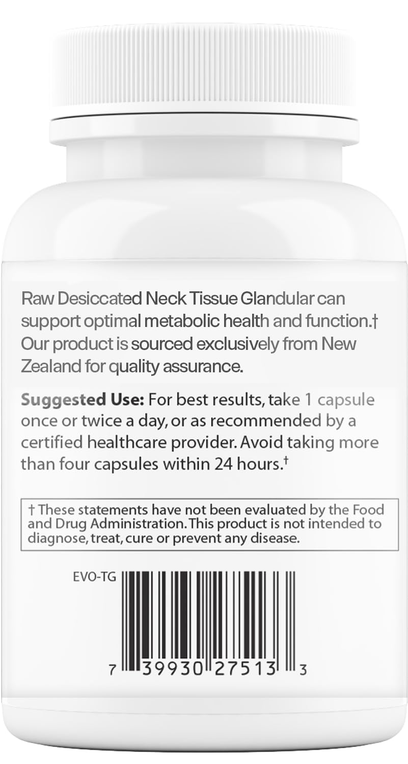 Evolved Elements Thyroid – Raw Grass-Fed Desiccated – New Zealand Sourced - Energy & Metabolism Support – Non-GMO, 60 Capsules