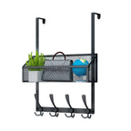 Kaiferty Over The Door Hooks Organizer, Coat Rack Over The Door Storage Hanger Towel Rack, Back of Door Storage Organizer for Bathroom,Bedroom,Kitchen,Office (Black, 2-Tier)