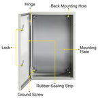 VEVOR NEMA Steel Enclosure, 24 x 16 x 10'' NEMA 4X Steel Electrical Box, IP66 Waterproof & Dustproof, Outdoor/Indoor Electrical Junction Box, with Mounting Plate