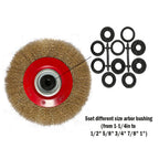 OSFTBVT 8in Bench Wire Wheel Brush | Coarse Crimped Steel Wire 0.012" with 1/2" 5/8" 3/4" 7/8" 1" Arbors for Bench Grinder Brass Coated Steel- 1pcs