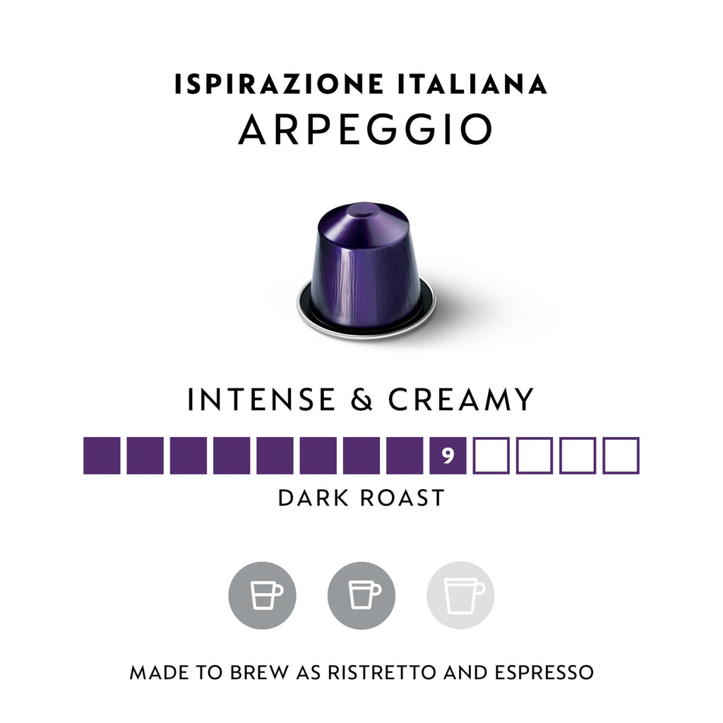 Nespresso Original, Arpeggio, Dark Roast, 50-Count Espresso Coffee Pods