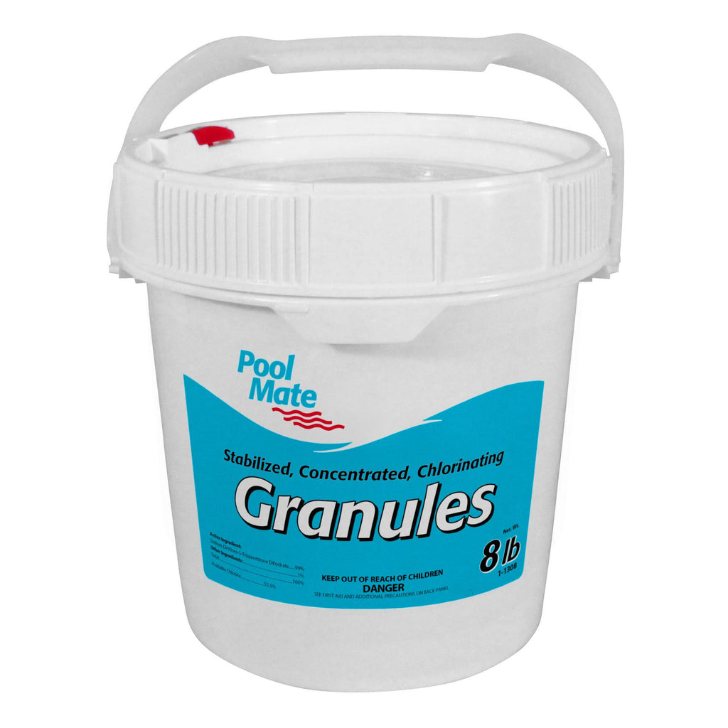 Pool Mate 8-Pounds Premium Pool Chlorine Granules, Concentrated Chlorinating Granules, Made in USA