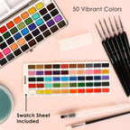 Grabie 50 Color Watercolor Paint Set with Brush Pens