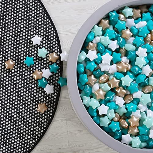 GOGOSO Ball Pit Balls for Toddler, Baby Plastic Playballs Kids Soft Pastel Pelotas Non-Toxic BPA-Free,Pearl Green+Brown White,100 Balls