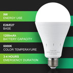 DEBAOBULB 6 Pack Rechargeable Emergency Light Bulbs, Battery Powered LED Light Bulb 6000K Daylight E26 120 Volt 9W 60W Equivalent with 1200mAh for Home Power Outage Camping Hurricane