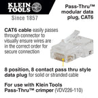 Klein Tools 80093 Cable Tester, VDV LAN Kit with LAN Tester, Pass Thru Crimper, CAT6/CAT5e Plugs and Strain Relief Boots, 5-Piece