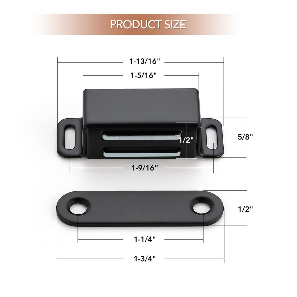 Ravinte 8 Pack Black Magnetic Door Catch, Matte Black Cabinet Magnets, Strong Magnetic Catch Latch for Kitchen Cabinets, Drawers & Cupboards, Stainless Steel Closures