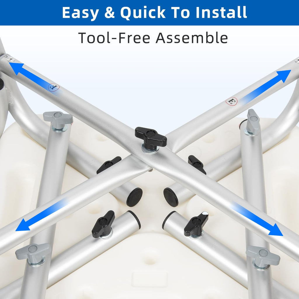 Shower Chair for Inside Shower 500lbs - Bariatric Shower Seat with Arms & Back, 6 Height Adjustment & Reinforced Crossbars for Elderly/Disabled Adults, Blue