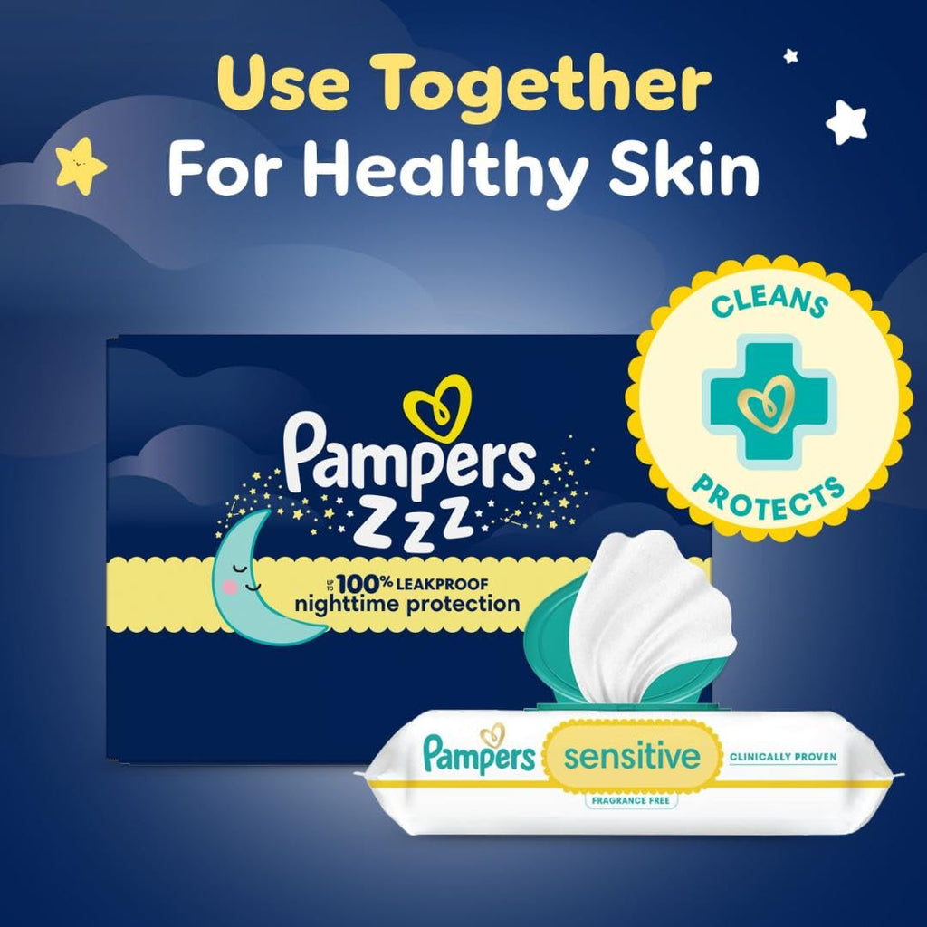 Pampers ZZZ Overnight Diapers, Size 5 (20-37 lbs), 50 Count, Nighttime Protection Disposable Baby Diaper