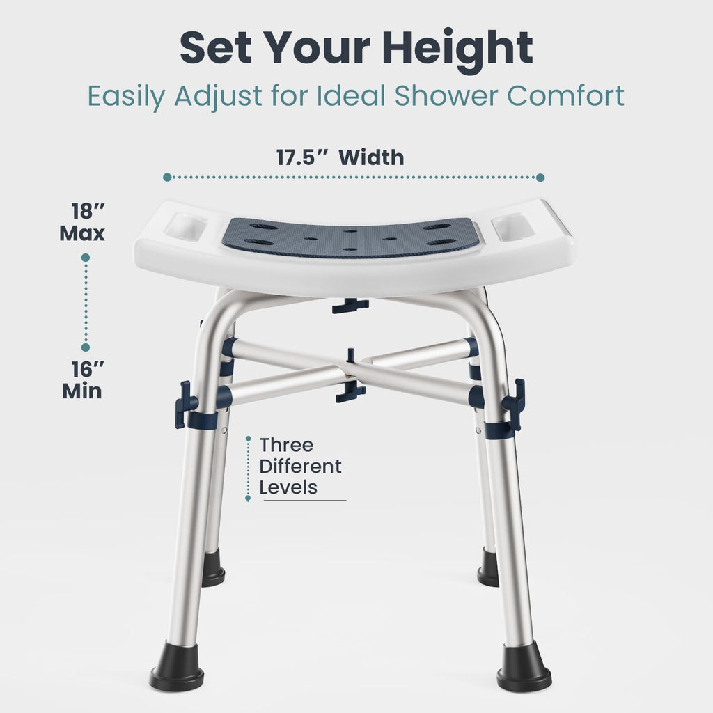 PELEGON Shower Chair for Inside Shower (350 lb) - Adjustable Height, Padded Seat, Shower Chair for Elderly and Disabled - Shower Chair for Adults, Tub Chairs for Bathtubs - Dark Blue