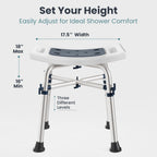 PELEGON Shower Chair for Inside Shower (350 lb) - Adjustable Height, Padded Seat, Shower Chair for Elderly and Disabled - Shower Chair for Adults, Tub Chairs for Bathtubs - Dark Blue
